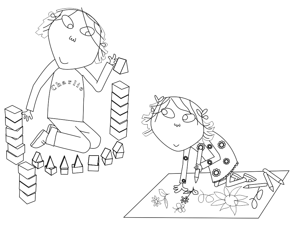 Charlie And Lola Playing Coloring Pages
