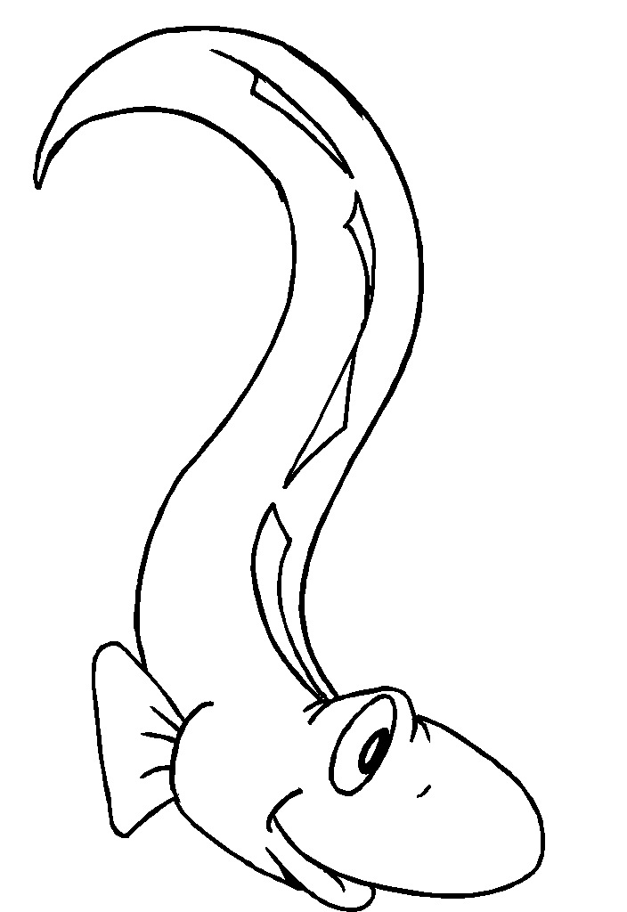 Cute Cartoon Eel Coloring Page
