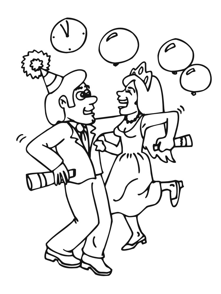 Dancing At New Years Party Coloring Page