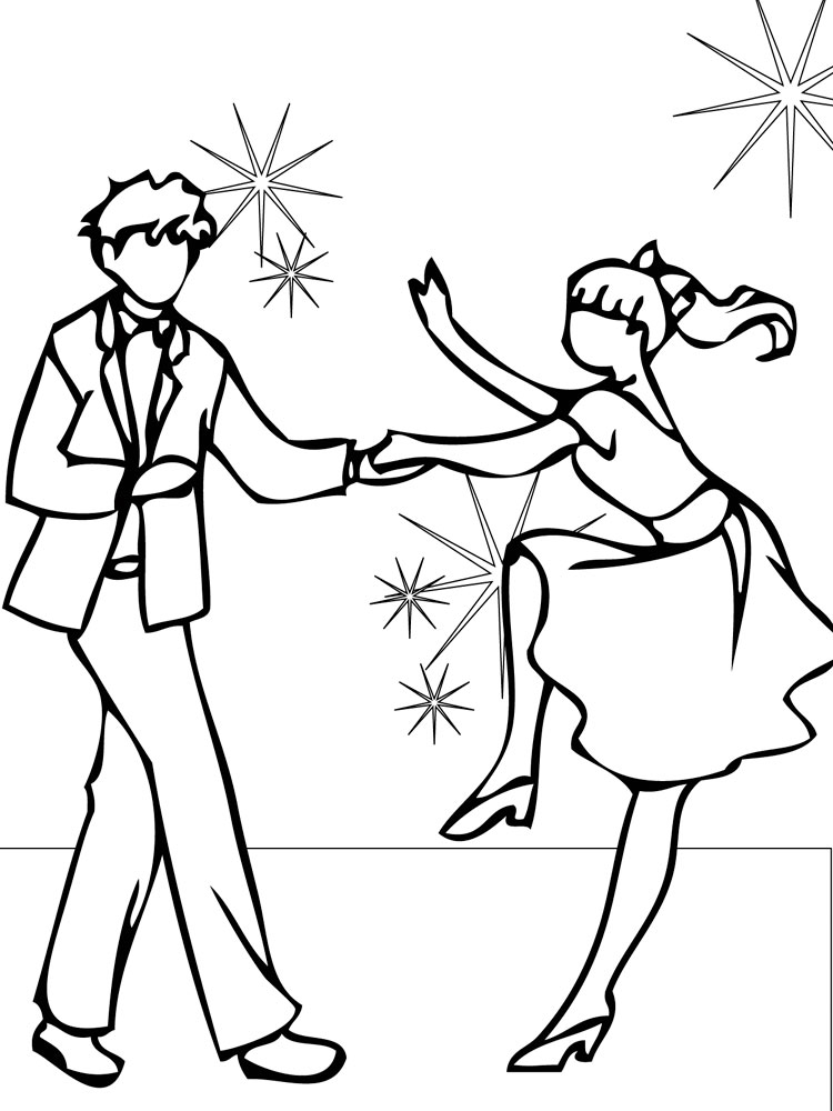 Dancing At A Party Coloring Page