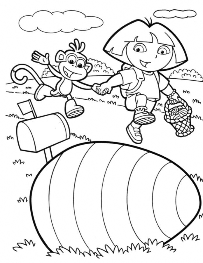 Dora Egg Hunt Coloring Page