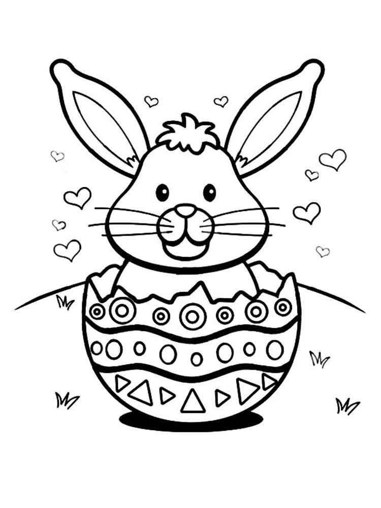 Easter Bunny Hatching Coloring Page