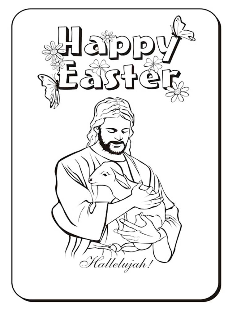 Easter Sunday Jesus And Lamb Coloring Page