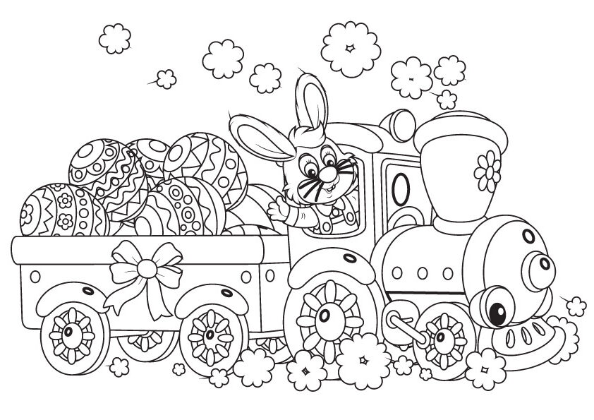 Easter Train Coloring Page