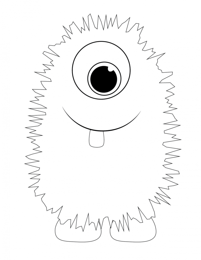 Furry One Tooth Monster Coloring Page