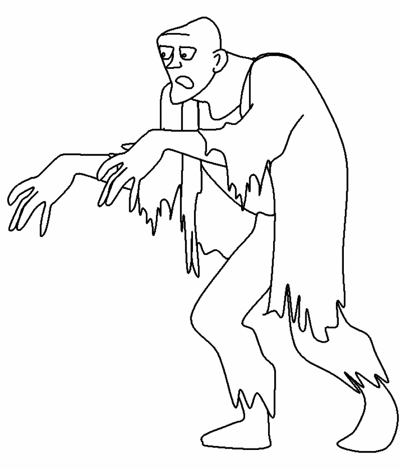 Ghoulish Zombie Monster Coloring Page