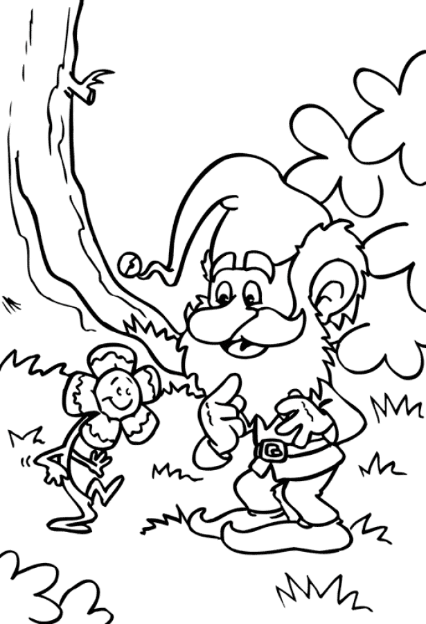 Gnome And Flower Friend Coloring Page