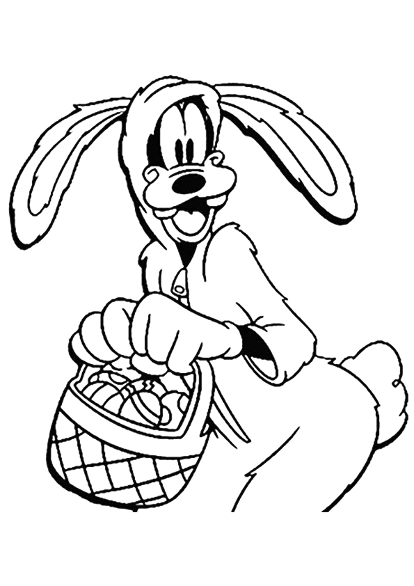Goofy Dressed As The Easter Bunny Coloring Page