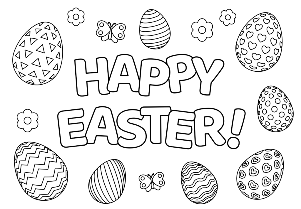 Happy Easter Eggs Coloring Page