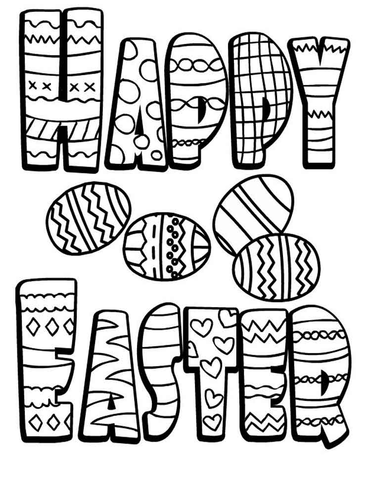 Happy Easter Eggs Coloring Page