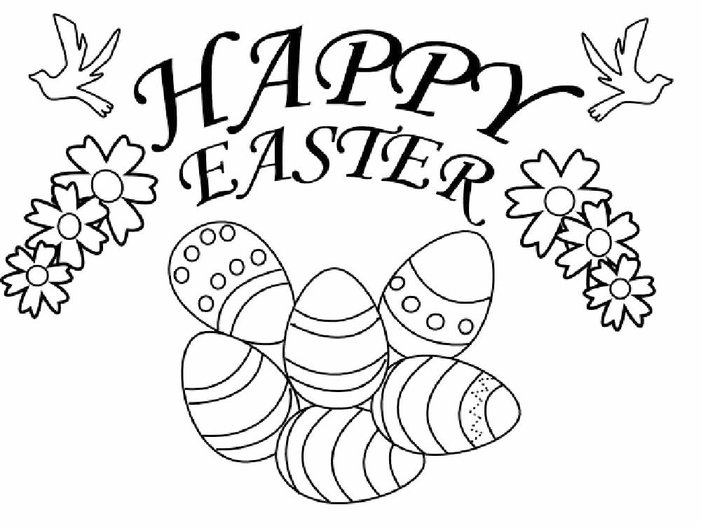 Happy Easter Sunday Eggs Coloring Page