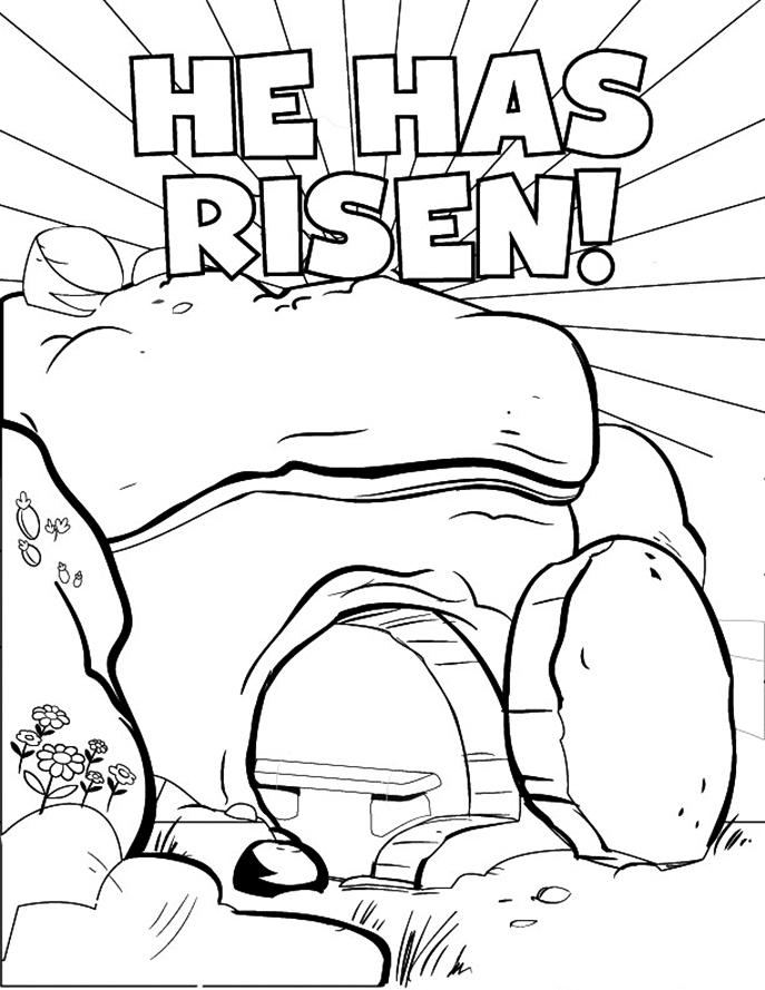 He Has Risen On Easter Sunday Coloring Page