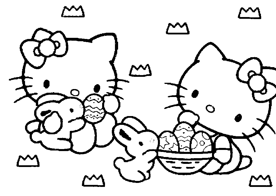 Hello Kitty On Easter Sunday Coloring Page