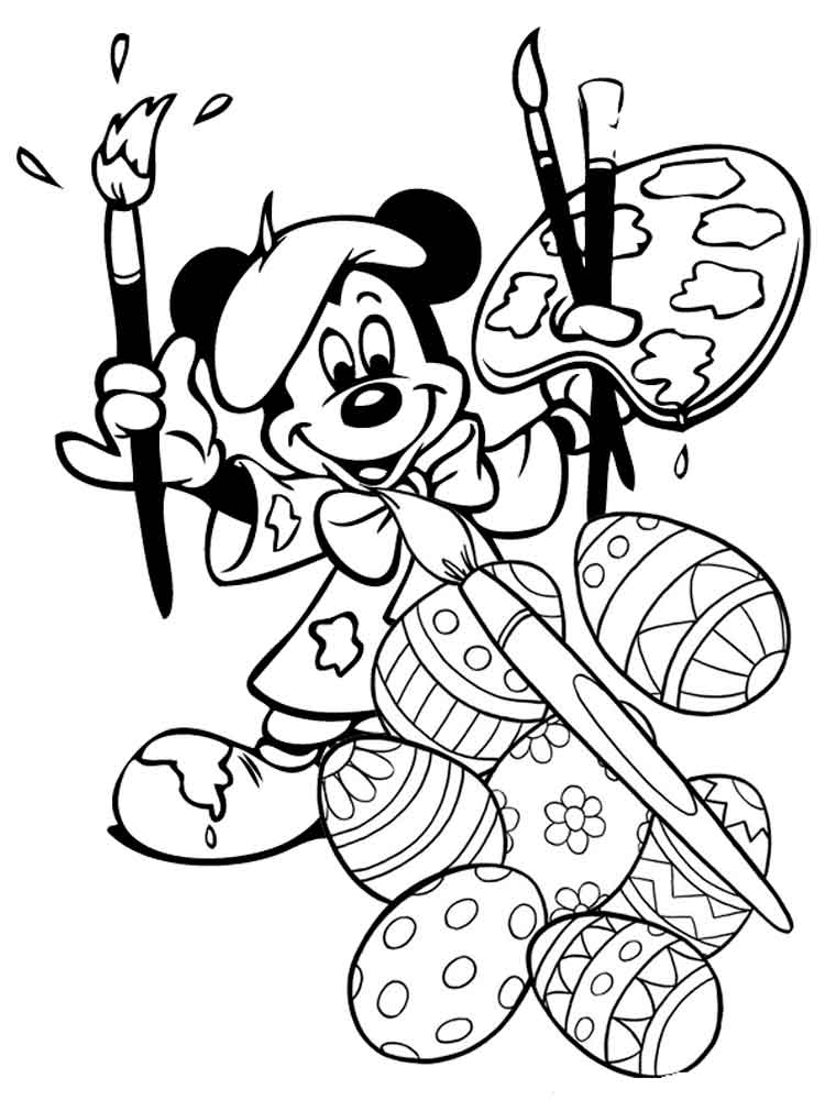 Mickey Mouse Easter Sunday Coloring Page