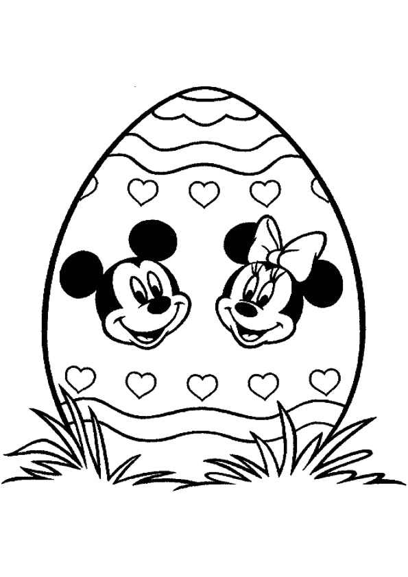 Mickey And Minnie Easter Egg Coloring Page