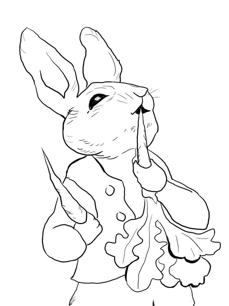 Peter Rabbit Eating Carrots Coloring Page
