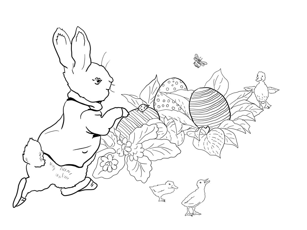 Peter Rabbit Eggs Coloring Page