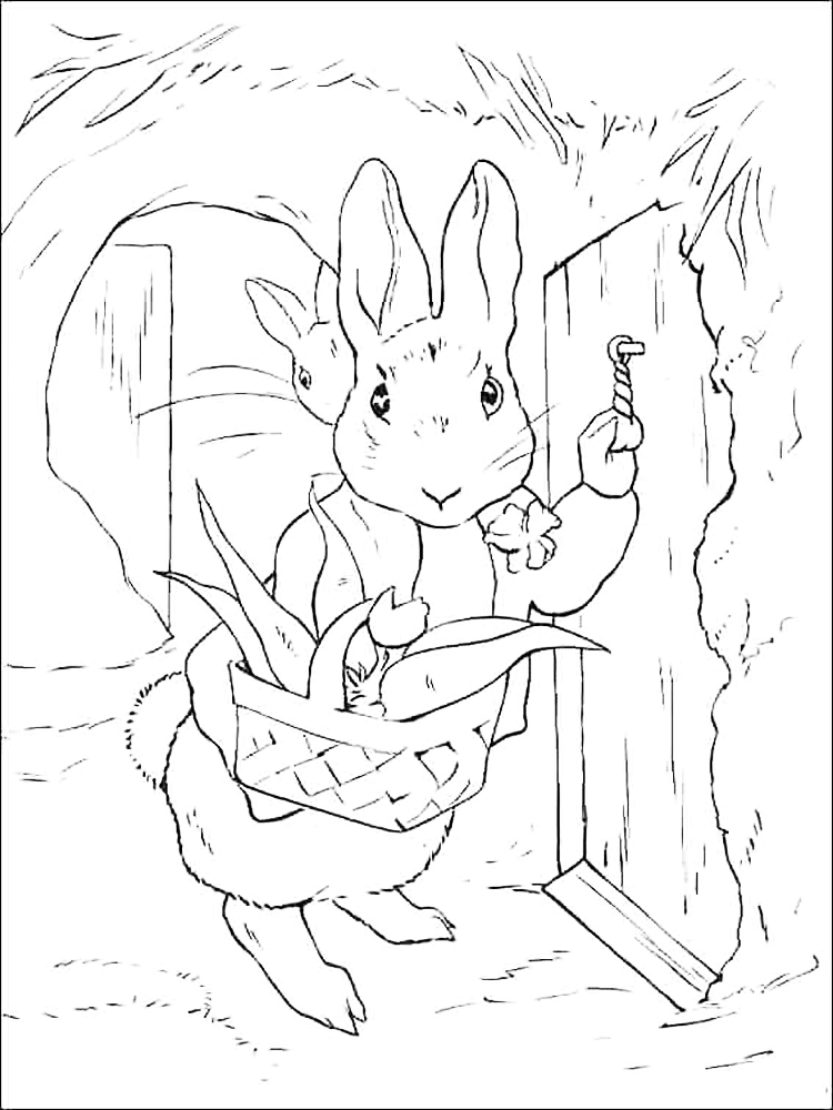 Peter Rabbit Knocking Coloring Page