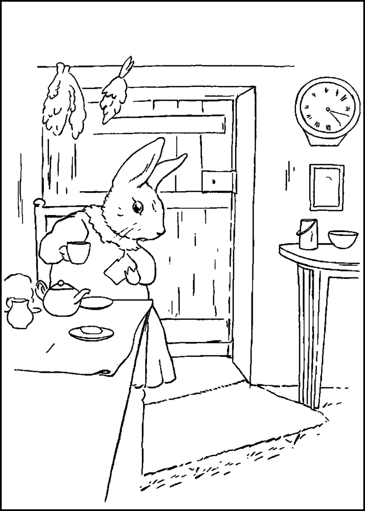 Peter Rabbit Makes A Mess Coloring Page