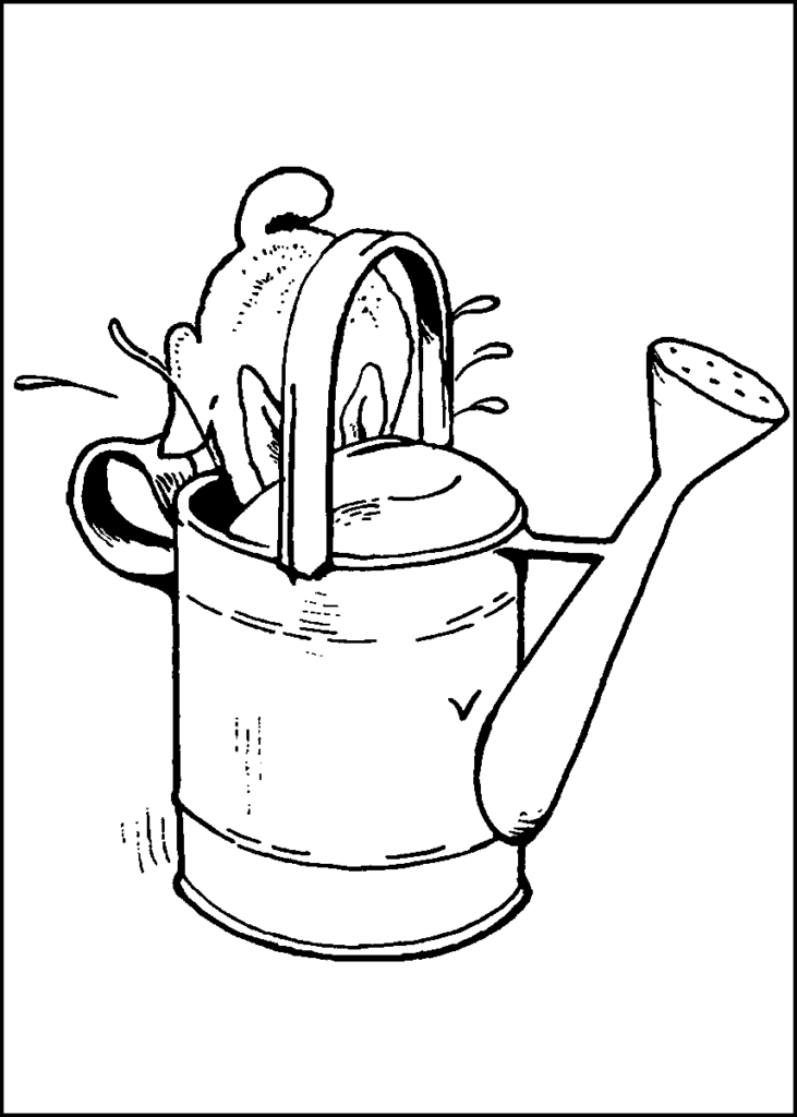 Peter Rabbit Watering Can Coloring Page