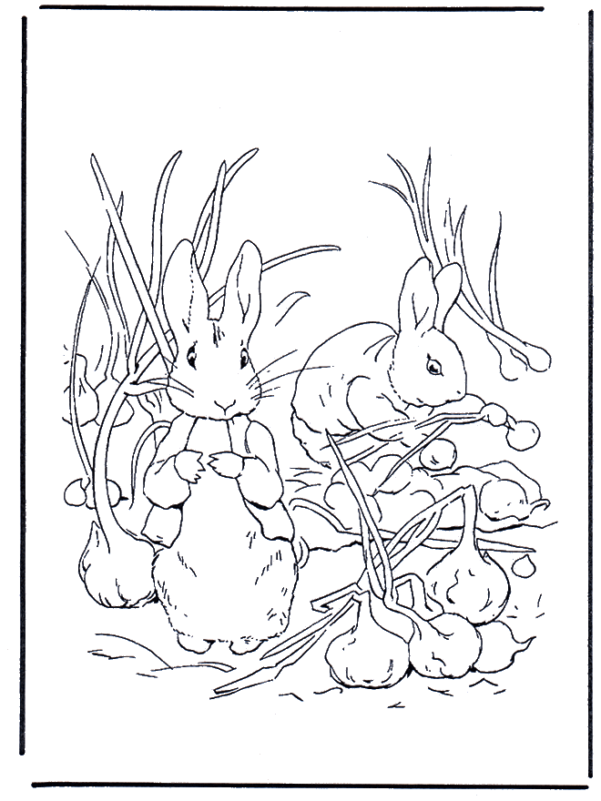 Peter Rabbit In The Garlic Garden Coloring Page