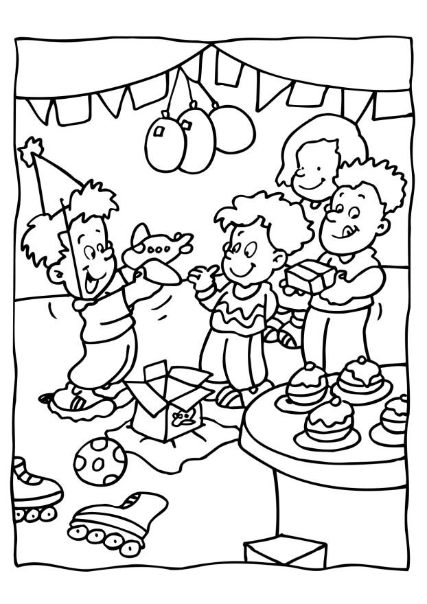 Presents At Birthday Party Coloring Page