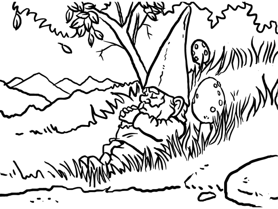 Sleeping Gnome Coloring Page