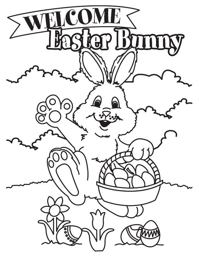 Welcome Easter Bunny Coloring Page