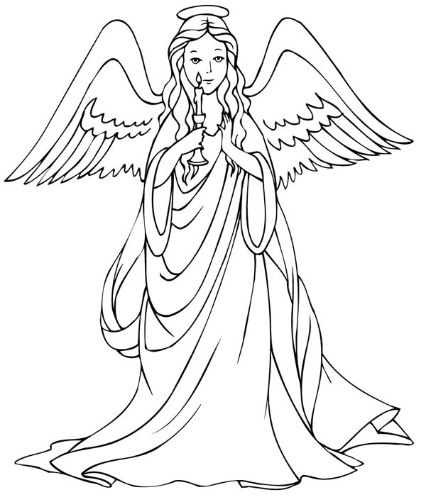 Angel With Candle Coloring Page