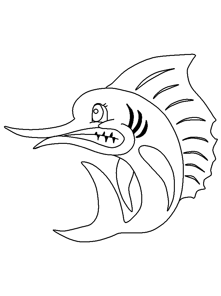 Angry Swordfish Coloring Page