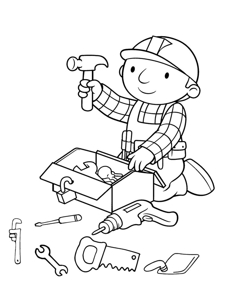 Building With Tools Coloring Page
