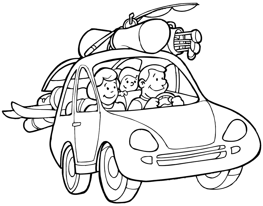 Car Travel Vacation Coloring Page