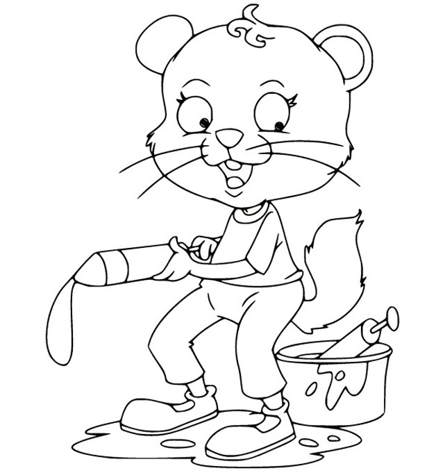 Cartoon Holi Coloring Page