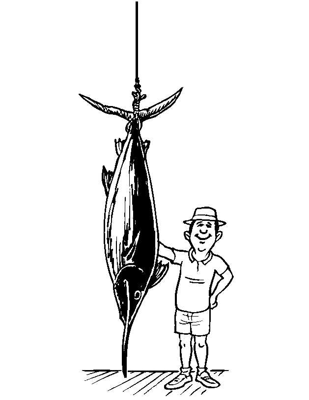 Caught Swordfish Coloring Page