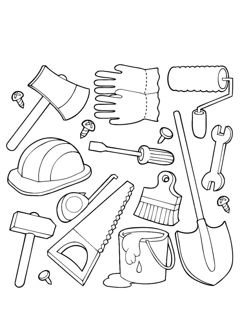 Construction Tools Coloring Page