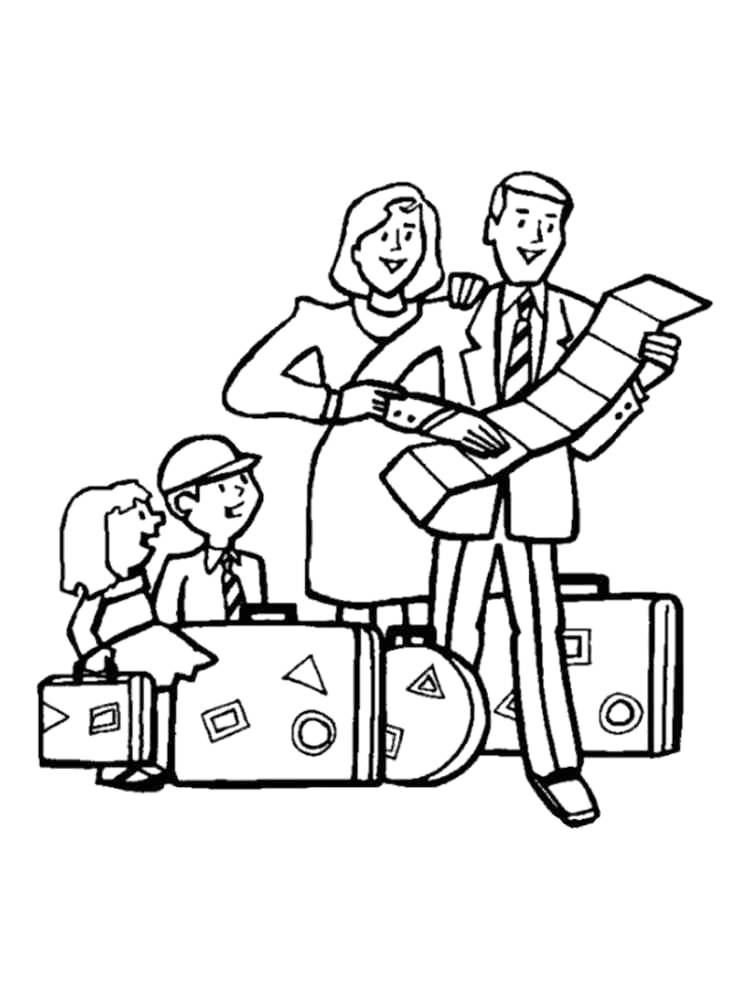 Family Trip Coloring Page