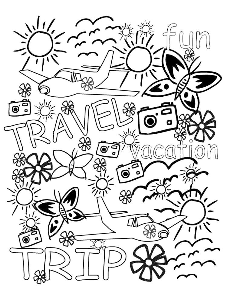 Fun Travel Trip Coloring Page