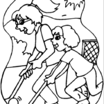 Girls Playing Field Hockey Coloring Page