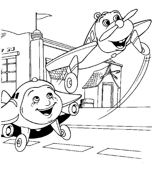 Happy Airplanes Coloring Page
