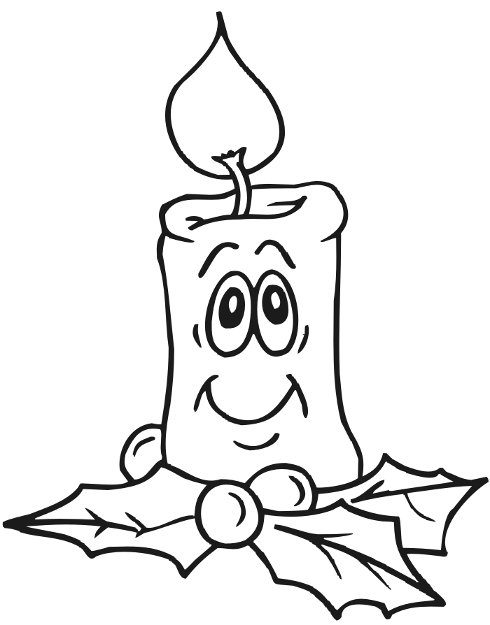 Happy Christmas Candle Coloring Page