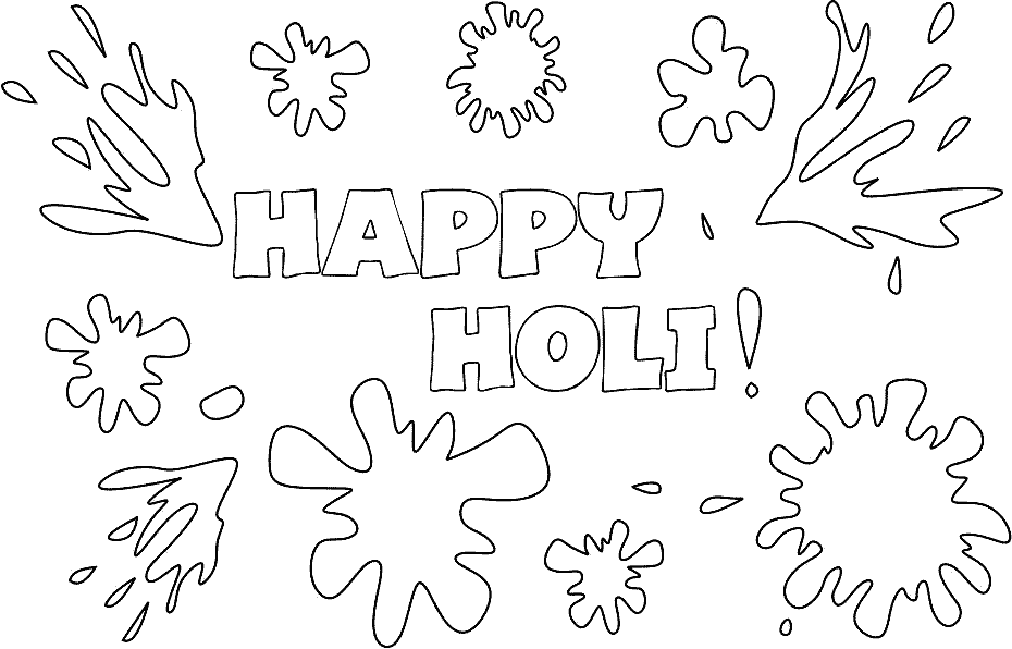 Happy Holi Coloring Page