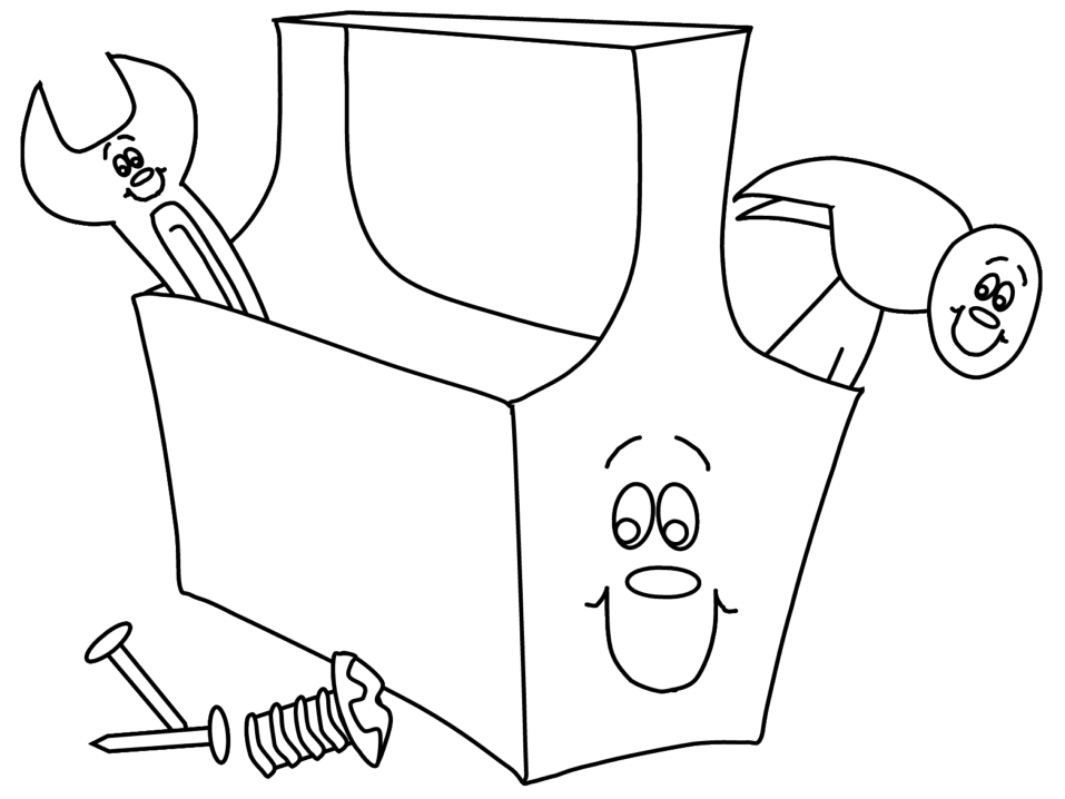 Happy Toolbox Coloring Page