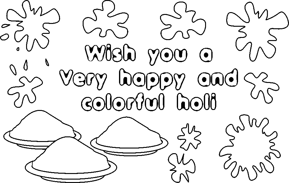 Happy And Colorful Holi Coloring Pages