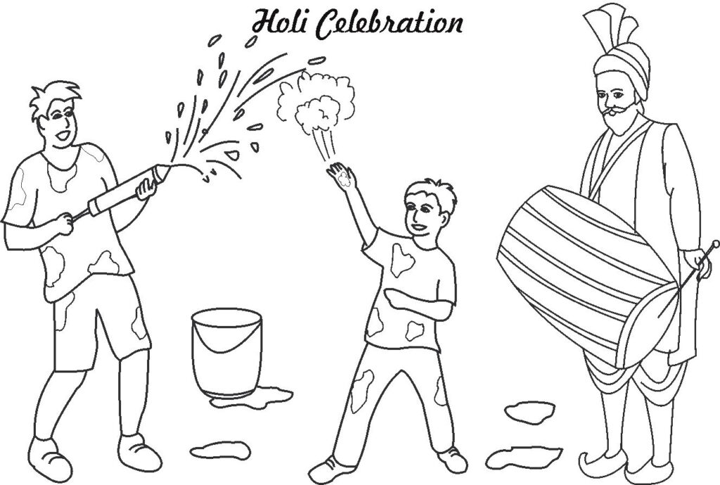 Holi Celebration Coloring Page