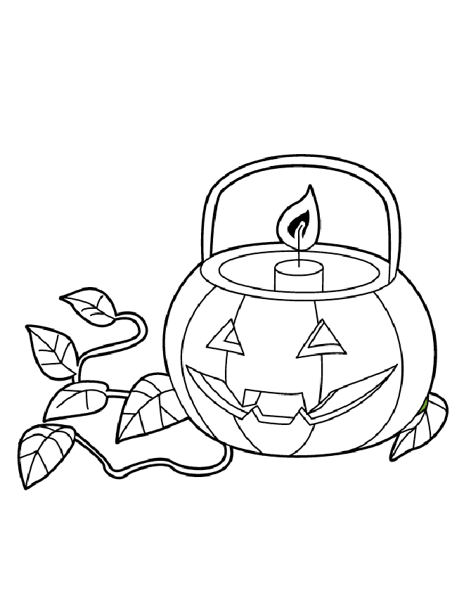 Jackolantern With Candle Coloring Page