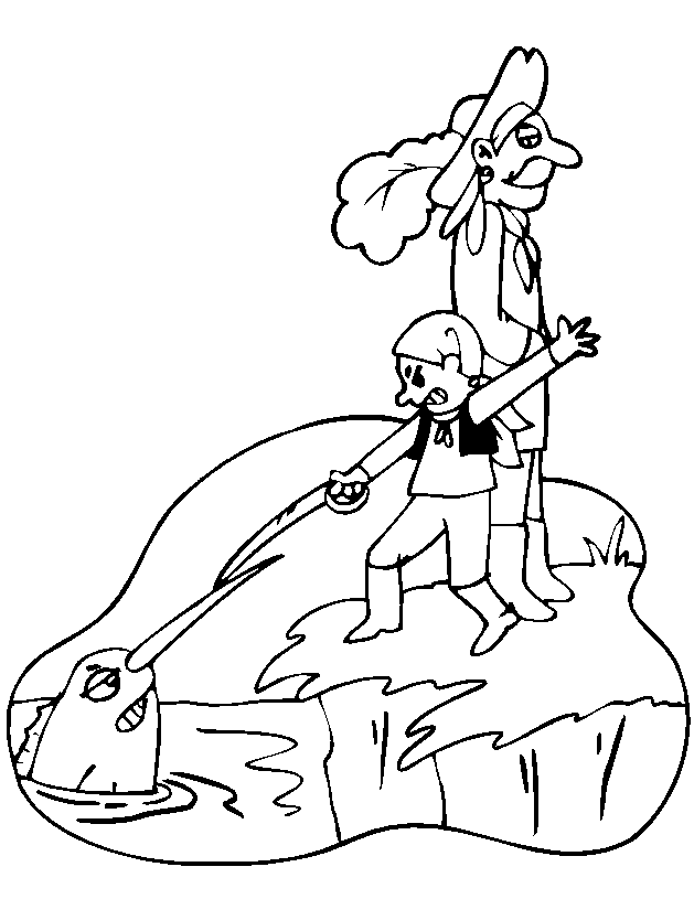 Pirate Fighting A Swordfish Coloring Page