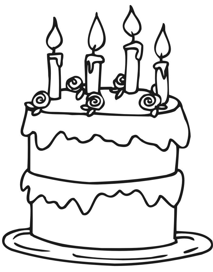 Pretty Cake With Candles Coloring Page