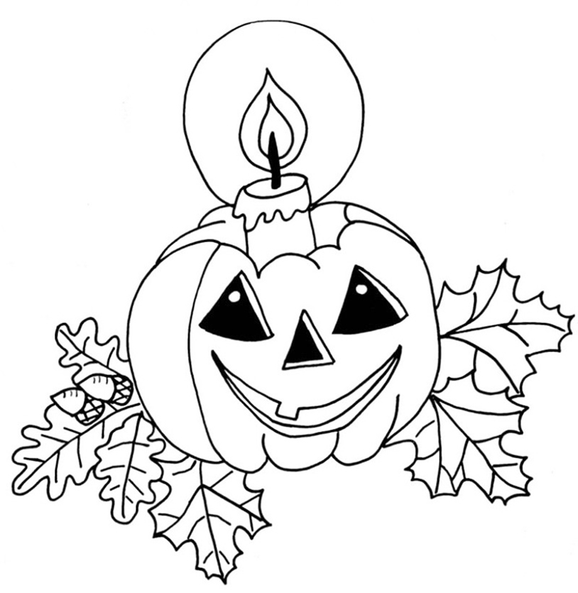 Pumpkin With Candle Coloring Page