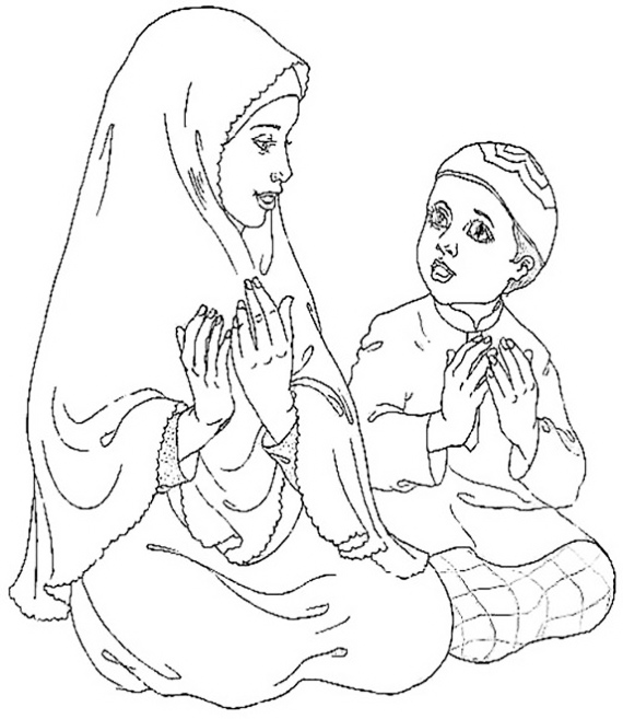 Ramadan Pray Together Coloring Page