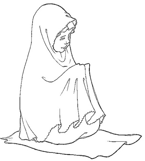 Sitting In Prayer Ramadan Coloring Page